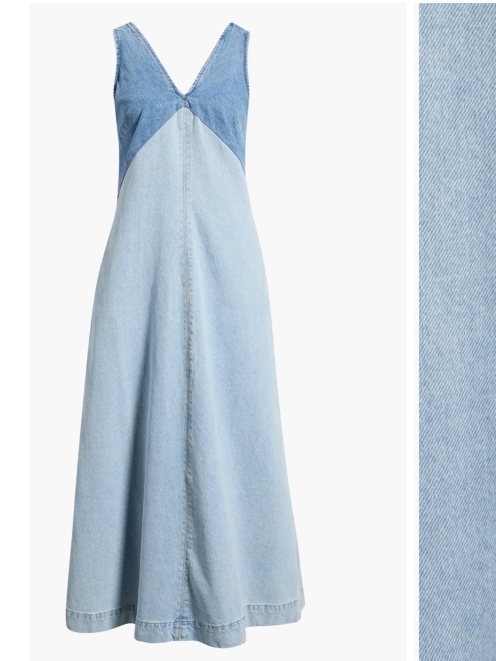 Torn by Ronny Kobo Azura two-tone denim midi dress size S